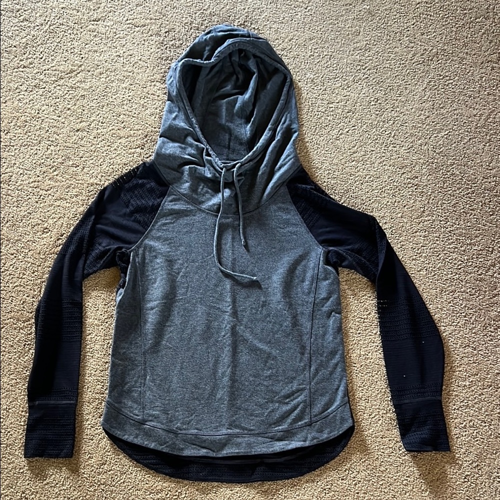 Athleta Gray and Black Hooded Sweatshirt